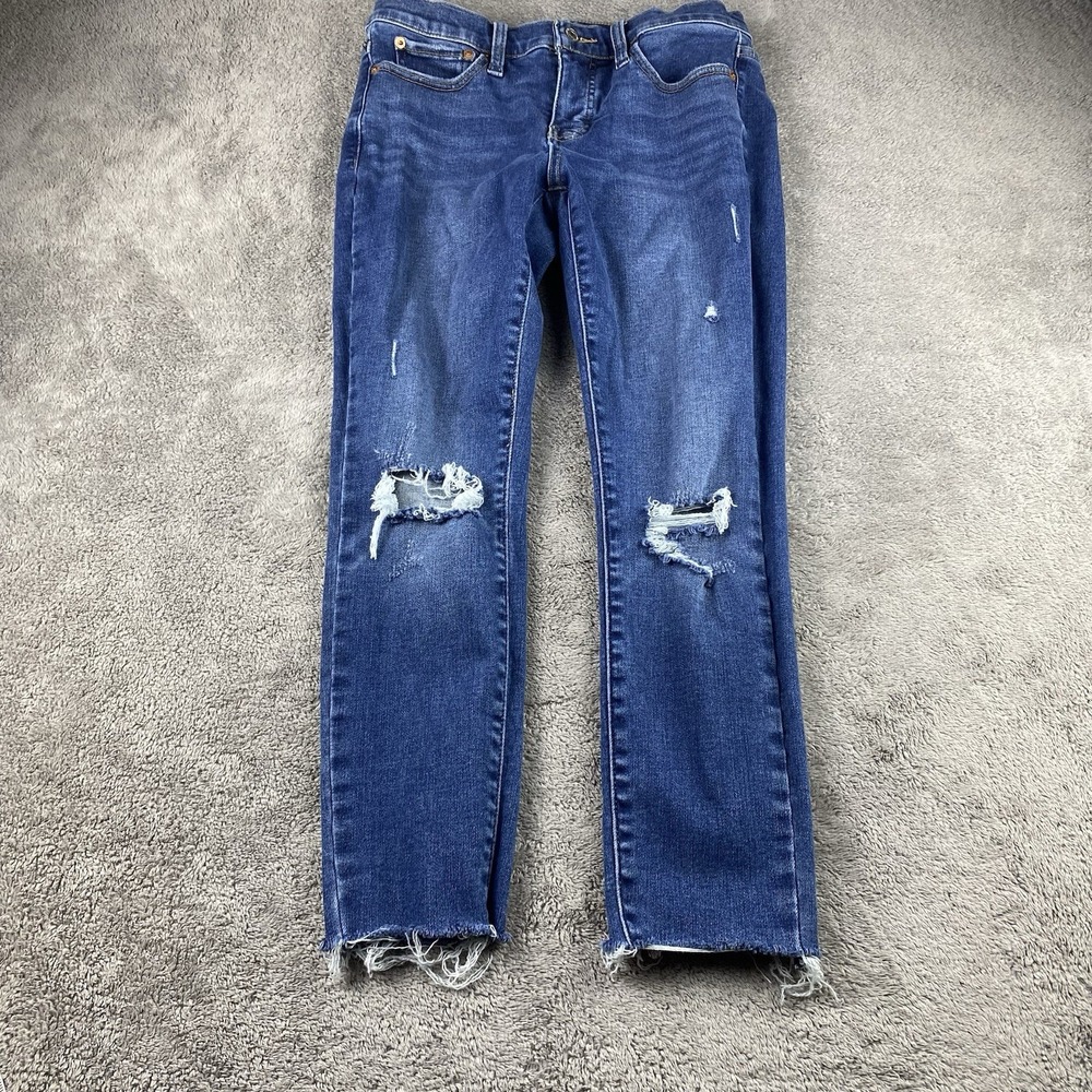 Lucky‎ Brand Ava Skinny Jeans Womens 8/29 Ankle Blue Mid Rise Distressed Raw Hem